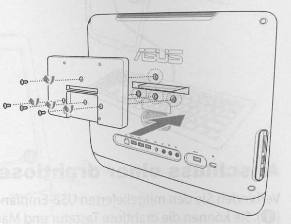 ASUS EeeTop Wandhalterung - kompatibel mit VESA 75 - Hinweise beachten ! - Bild 2